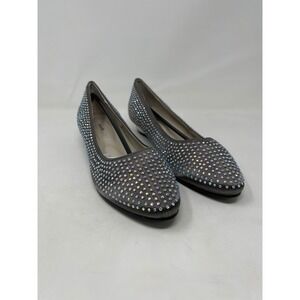 MARK by Avon Grey Rhinestone Embellished Pointed Toe Low Heel Flats Size 8